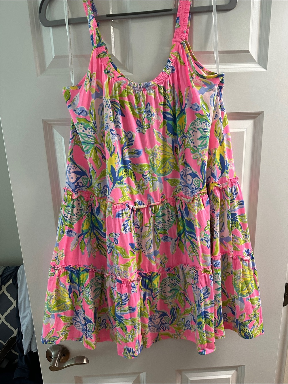 Lilly Pulitzer Hot Pink Tropical Floral Tiered Sundress